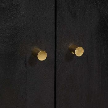 Highboard mit Regal Schwarz 60 x 33 x 100 cm Massivholz Mango