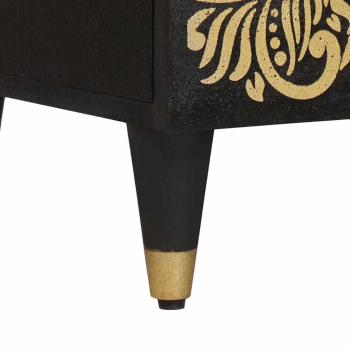 Highboard mit Regal Schwarz 60 x 33 x 100 cm Massivholz Mango