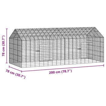 Hasenkäfig Silber 200 x 78 x 78 cm Verzinkter Stahl