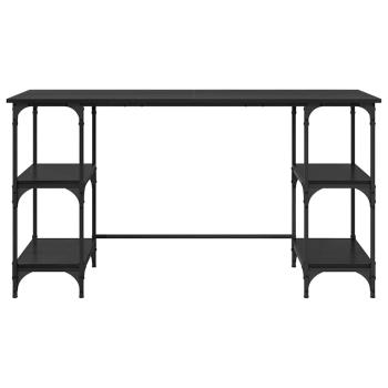 Schreibtisch mit Regal Schwarz Eichen-Optik 140 x 50 x 75 cm