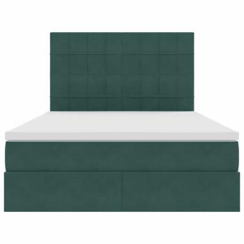 Bett mit Stauraum und LED Dunkelgrün 140 x 190 cm Samt