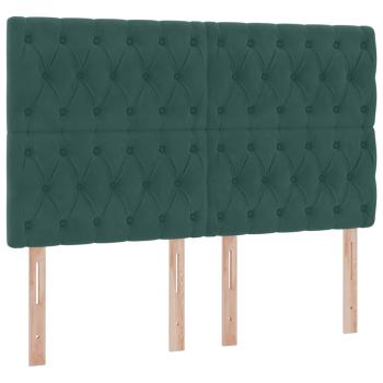 ARDEBO.de - Bett mit Stauraum und LED Dunkelgrün 140 x 190 cm Samt