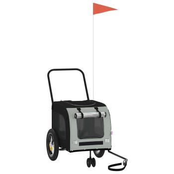 ARDEBO.de - Fahrradanhänger für Haustiere mit Speicher Grau und Schwarz