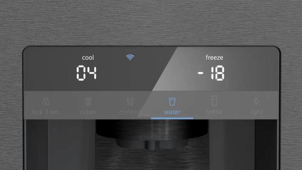 Siemens KF96DPXEA iQ700 Stand Kühl-Gefrierkombination, 90,5 cm breit, 574 L, Festwasseranschluss, noFrost, Wasser-/Eis-/Crushed Ice Spender, gebürsteter schwarzer Stahl AntiFingerprint
