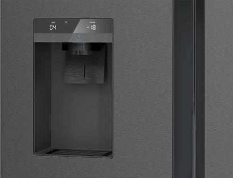 Siemens KF96DPXEA iQ700 Stand Kühl-Gefrierkombination, 90,5 cm breit, 574 L, Festwasseranschluss, noFrost, Wasser-/Eis-/Crushed Ice Spender, gebürsteter schwarzer Stahl AntiFingerprint