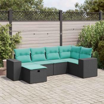 ARDEBO.de - 6-tlg. Garten-Sofagarnitur mit Kissen Schwarz Poly Rattan