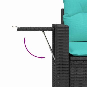 7-tlg. Garten-Sofagarnitur mit Kissen Schwarz Poly Rattan Akazie