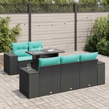 ARDEBO.de - 6-tlg. Garten-Sofagarnitur mit Kissen Schwarz Poly Rattan