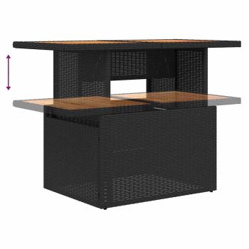 6-teiliges Gartensofa-Set mit Kissen, schwarz, Polyrattan, Akazie