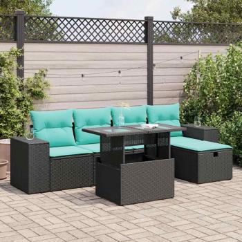 ARDEBO.de - 6-tlg. Garten-Sofagarnitur mit Kissen Grau Poly Rattan Akazie