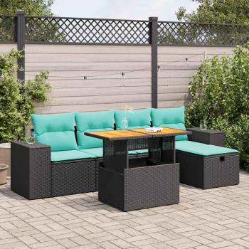 ARDEBO.de - 6-tlg. Garten-Sofagarnitur mit Kissen Braun Poly Rattan Akazie