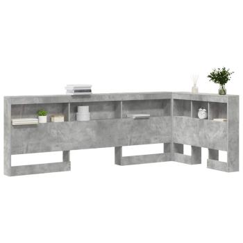 Aufbewahrungskopfteil mit Regal Beton Grau 90 cm Holzwerkstoff