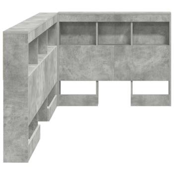 Aufbewahrungskopfteil mit Regal Beton Grau 90 cm Holzwerkstoff
