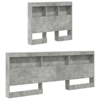 Aufbewahrungskopfteil mit Regal Beton Grau 90 cm Holzwerkstoff