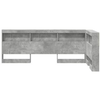 Aufbewahrungskopfteil mit Regal Beton Grau 90 cm Holzwerkstoff