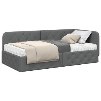 Eckbettgestell Dunkelgrau 100 x 200 cm Stoff