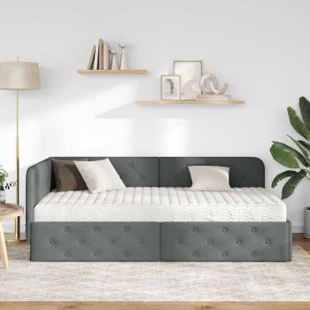 Eckbettgestell Dunkelgrau 100 x 200 cm Stoff