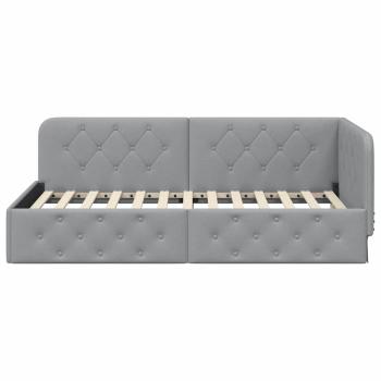Eckbettgestell Hellgrau 100 x 200 cm Stoff