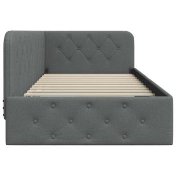 Eckbettgestell mit Kopfteil Dunkelgrau 100 x 200 cm Stoff