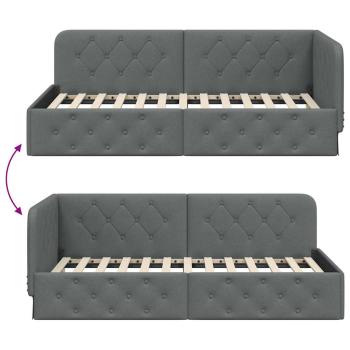 Eckbettgestell mit Kopfteil Dunkelgrau 100 x 200 cm Stoff