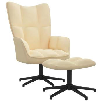 Relaxsessel mit Hocker Cremeweiß Samt