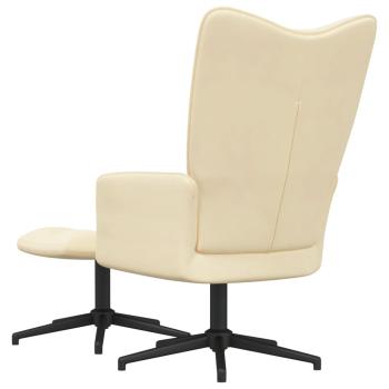 Relaxsessel mit Hocker Cremeweiß Samt