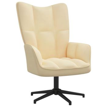 Relaxsessel mit Hocker Cremeweiß Samt