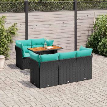 ARDEBO.de - 6-tlg. Garten-Sofagarnitur mit Kissen Schwarz Poly Rattan