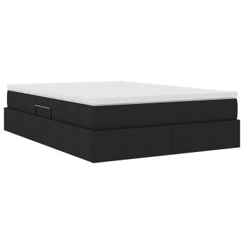 Aufbewahrungsbett mit Matratze Schwarz 140 x 190 cm Polyester