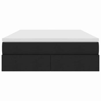Aufbewahrungsbett mit Matratze Schwarz 140 x 190 cm Polyester