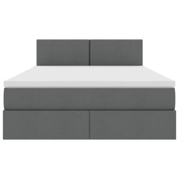 Bett mit LED-Lichtleisten Dunkelgrau 140 x 190 cm Stoff