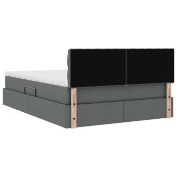 Bett mit LED-Lichtleisten Dunkelgrau 140 x 190 cm Stoff