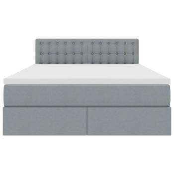 Bett mit LED-Lichtleisten Hellgrau 140 x 190 cm Stoff