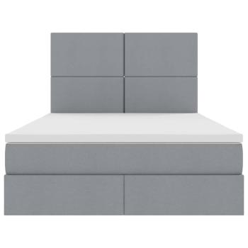 Aufbewahrungsbett mit Matratze Hellgrau 140 x 190 cm Kunstleder
