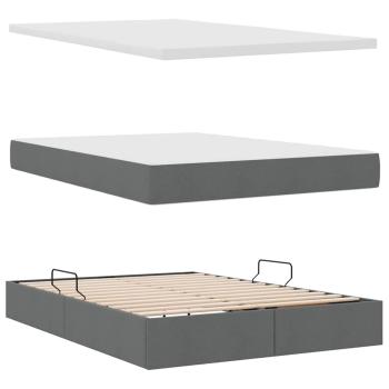 Bett mit LED-Lichtleisten Dunkelgrau 140 x 190 cm Stoff