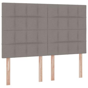 ARDEBO.de - Bett mit LED-Lichtleisten mit Kopfteil Taupe 140 x 200 cm Stoff