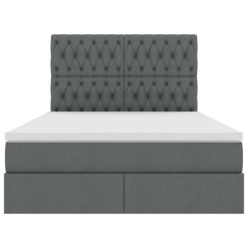 Bett mit LED-Lichtleisten Dunkelgrau 140 x 190 cm Stoff