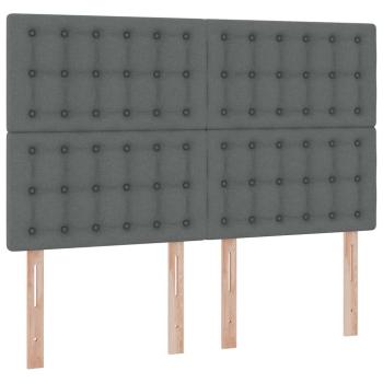Bett mit LED-Lichtleisten Dunkelgrau 140 x 190 cm Stoff