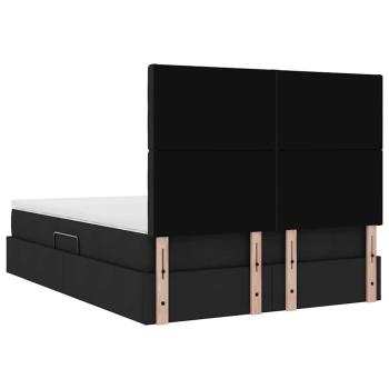 Bett mit LED-Lichtleisten Schwarz 140 x 190 cm Stoff