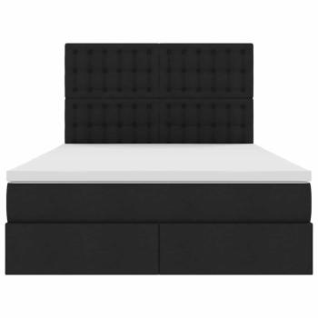 Bett mit LED-Lichtleisten Schwarz 140 x 190 cm Stoff