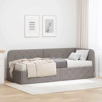 ARDEBO.de - Eckbettgestell mit Matratze Taupe 80 x 200 cm Stoff