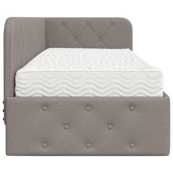 Eckbettgestell mit Matratze Taupe 80 x 200 cm Stoff