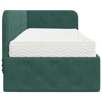 Eckbettgestell mit Matratze Dunkelgrün 80 x 200 cm Samt