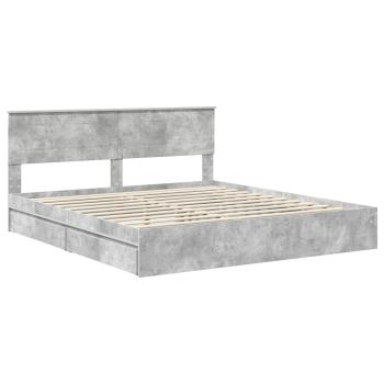 ARDEBO.de - Aufbewahrungsbett Beton Grau 200 x 200 cm Holzwerkstoff
