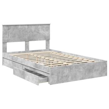 Bettrahmen mit Schubladen Beton Grau 135 x 190 cm Holzwerkstoff