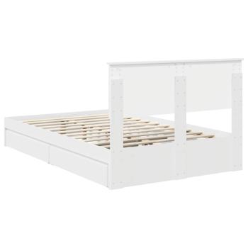 Aufbewahrungsbett mit Kopfteil Weiß 120 x 190 cm Holzwerkstoff