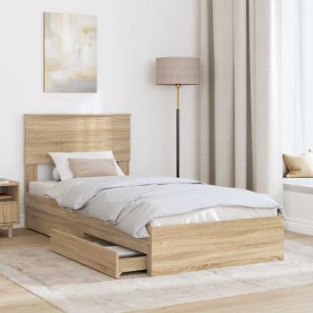 Aufbewahrungsbett Sonoma-Eiche 90 x 190 cm Holzwerkstoff