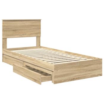 Aufbewahrungsbett Sonoma-Eiche 90 x 190 cm Holzwerkstoff