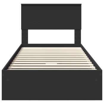 Aufbewahrungsbett Schwarz 75 x 190 cm Holzwerkstoff