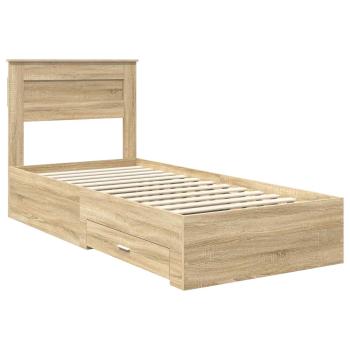 Bettrahmen Sonoma Eiche und Silber 75 x 190 cm Holzwerkstoff